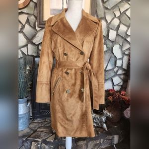 Guess brown suede like trench fashion jacket. Size M.